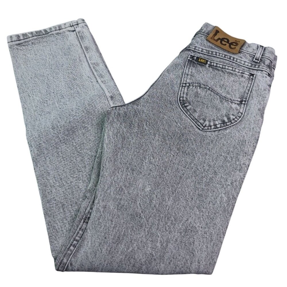 Vintage Lee Acid Wash Mens Jeans 28 X 31 Tapered Leg Gray 100% Cotton